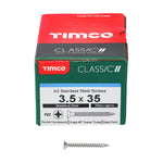 TIMCO Classic Multi-Purpose Countersunk A2 Stainless Steel Woodcrews - 3.5 x 35