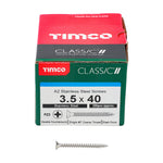 TIMCO Classic Multi-Purpose Countersunk A2 Stainless Steel Woodcrews - 3.5 x 40