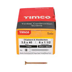 TIMCO Solo Countersunk Gold Woodscrews 3.5x40 designed for fixing timber, man-made boards, or masonry using plastic plugs.