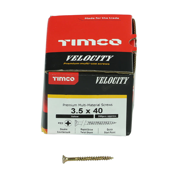 TIMCO Velocity Premium Multi-Use Countersunk Gold Woodscrews - 3.5 x 40