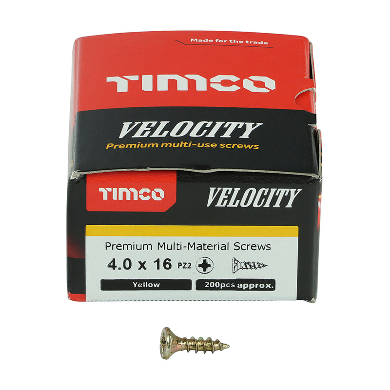 Velocity premium gold multi-use woodscrews designed for fast installation and strong hold in timber, boards, and mixed materials.