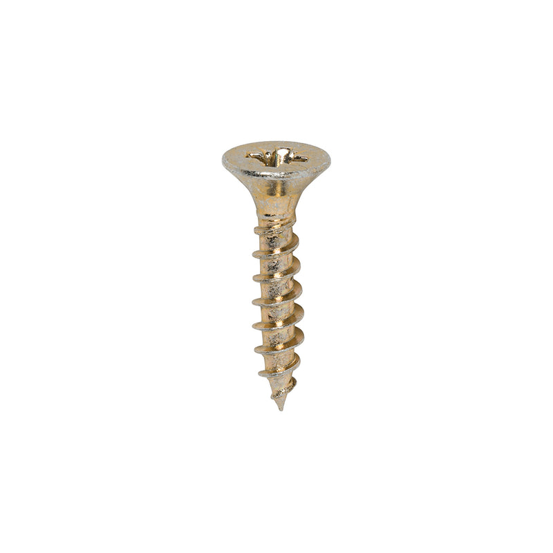 TIMCO Classic Multi-Purpose Countersunk Gold Woodscrews 4.0x20 with sharp point for efficient fixing in multiple materials.