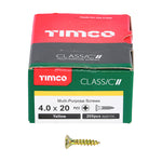 TIMCO Classic Multi-Purpose Countersunk Gold Woodscrews 4.0x20 with sharp point for efficient fixing in multiple materials.