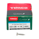 TIMCO Classic Multi-Purpose Countersunk A2 Stainless Steel Woodcrews - 4.0 x 20