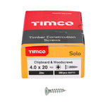 TIMCO Solo Countersunk Silver Woodscrews - 4.0 x 20