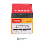 TIMCO Solo Countersunk Silver Woodscrews - 4.0 x 25