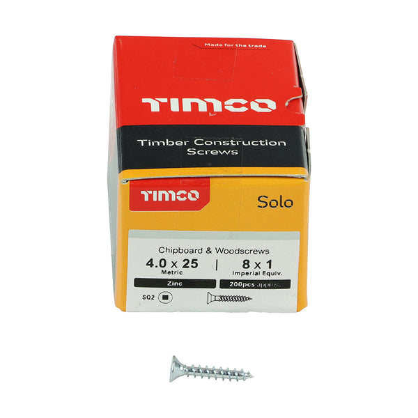 TIMCO Solo Countersunk Silver Woodscrews - 4.0 x 25