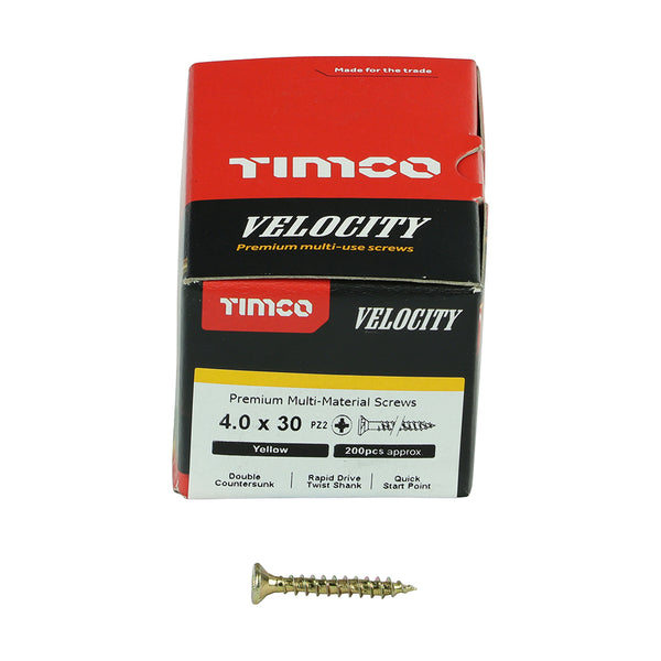 TIMCO Velocity Premium Multi-Use Countersunk Gold Woodscrews - 4.0 x 30