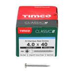 TIMCO Classic Multi-Purpose Pan Head A2 Stainless Steel Woodcrews - 4.0 x 40