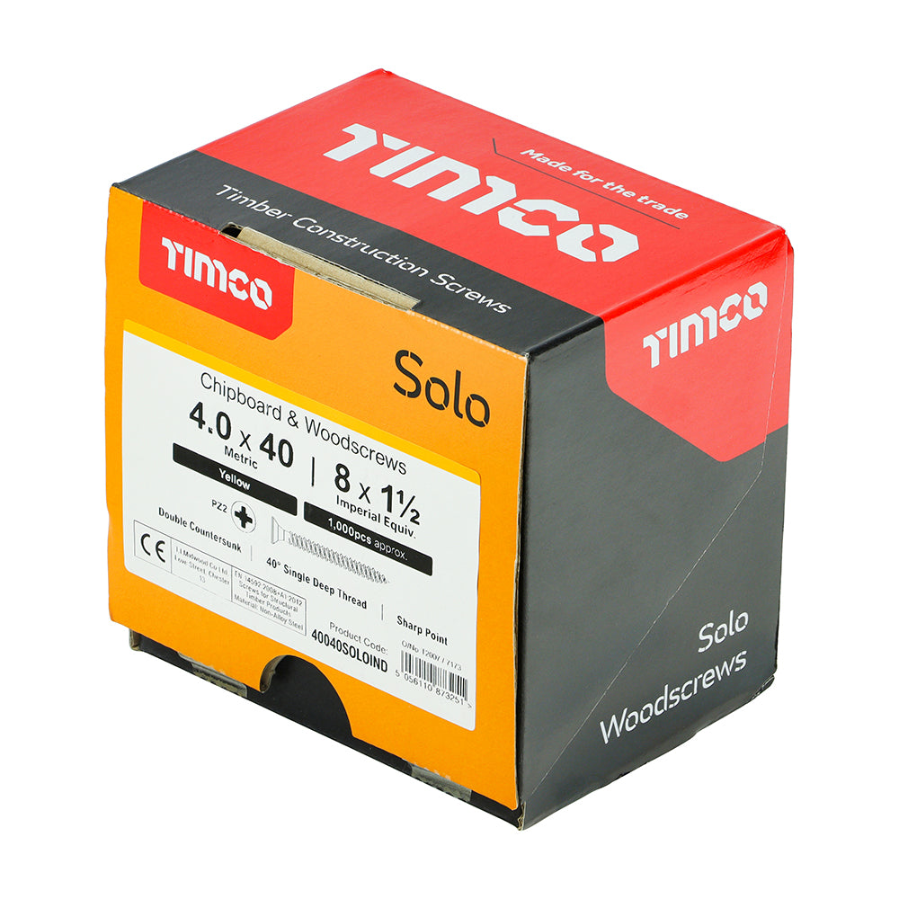 TIMCO Solo Countersunk Gold Woodscrews - 4.0 x 40