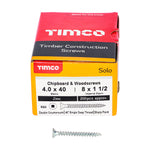 TIMCO Solo Countersunk Silver Woodscrews - 4.0 x 40