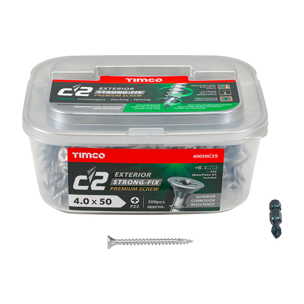 TIMCO C2 Exterior Multi-Purpose Premium Countersunk Silver Woodscrews - 4.0 x 50