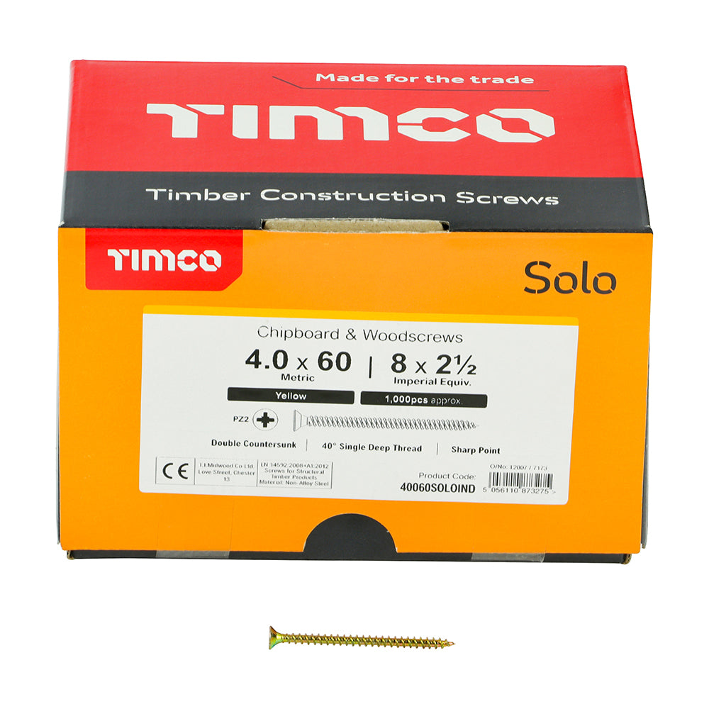 TIMCO Solo Countersunk Gold Woodscrews - 4.0 x 60