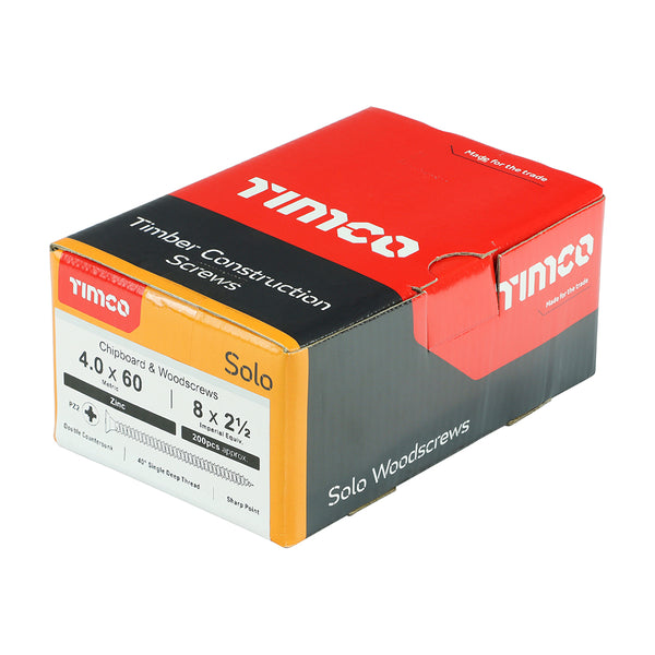 TIMCO Solo Countersunk Silver Woodscrews - 4.0 x 60