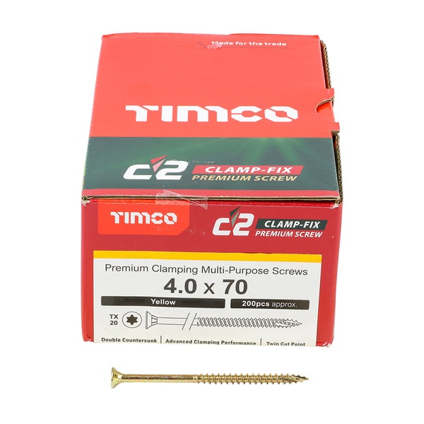 TIMCO C2 Clamp-Fix Multi-Purpose Premium Countersunk Gold Woodscrews - 4.0 x 70