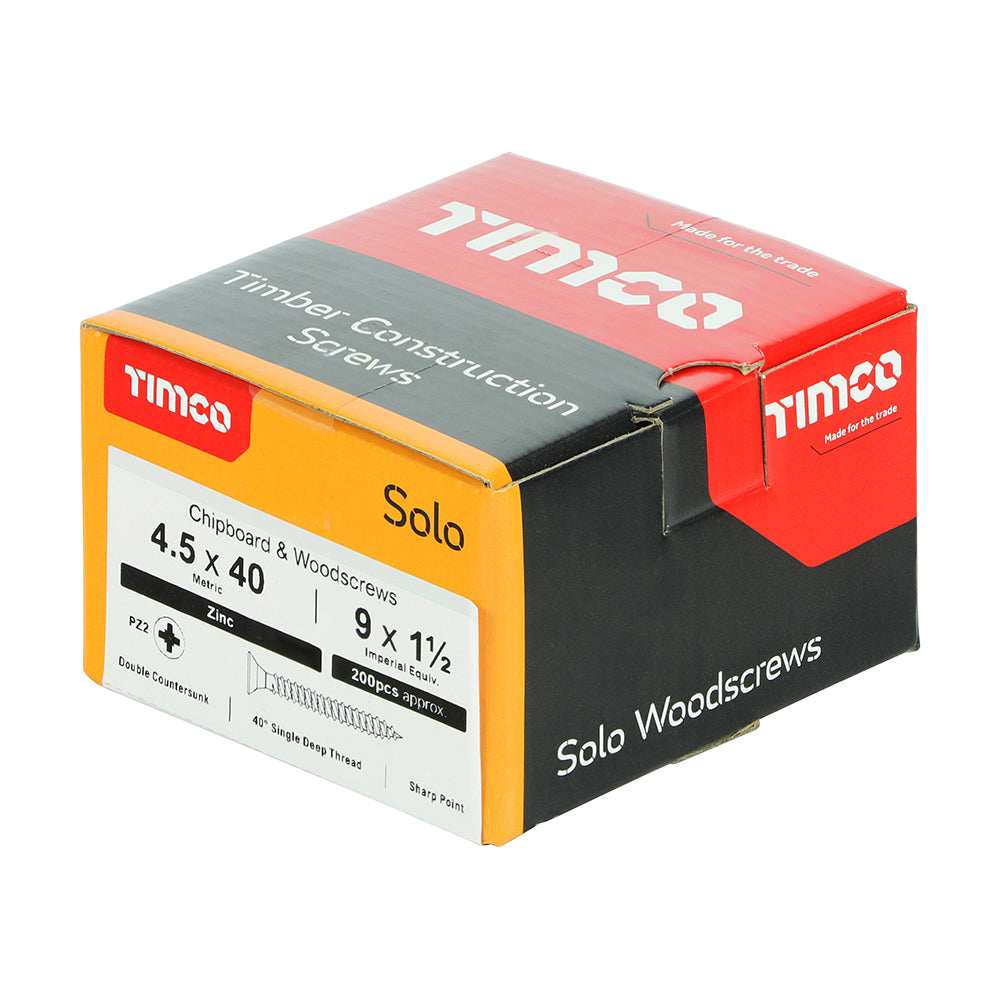 TIMCO Solo Countersunk Silver Woodscrews - 4.5 x 40