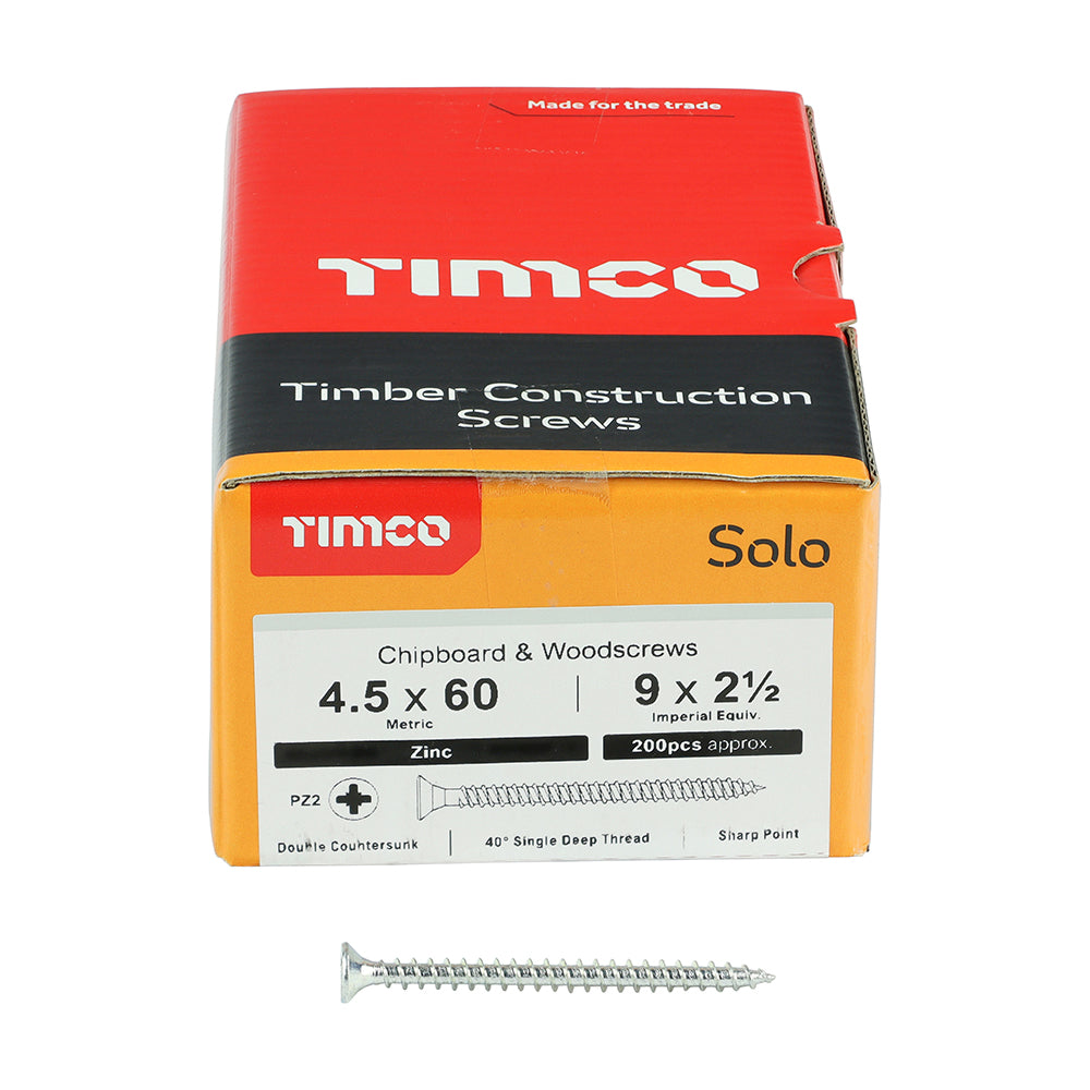TIMCO Solo Countersunk Silver Woodscrews - 4.5 x 60
