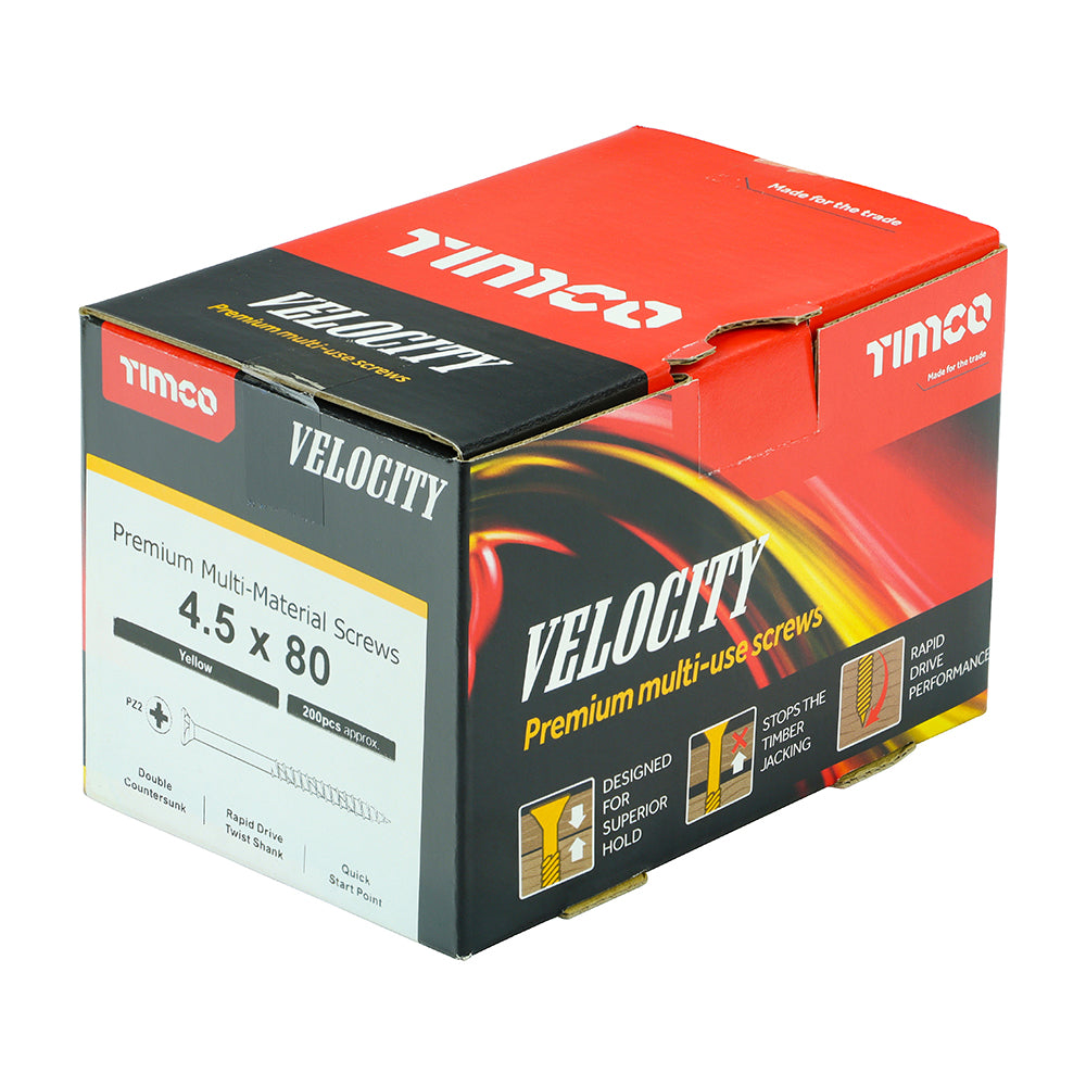 TIMCO Velocity Premium Multi-Use Countersunk Gold Woodscrews - 4.5 x 80