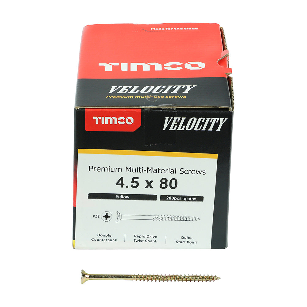 TIMCO Velocity Premium Multi-Use Countersunk Gold Woodscrews - 4.5 x 80