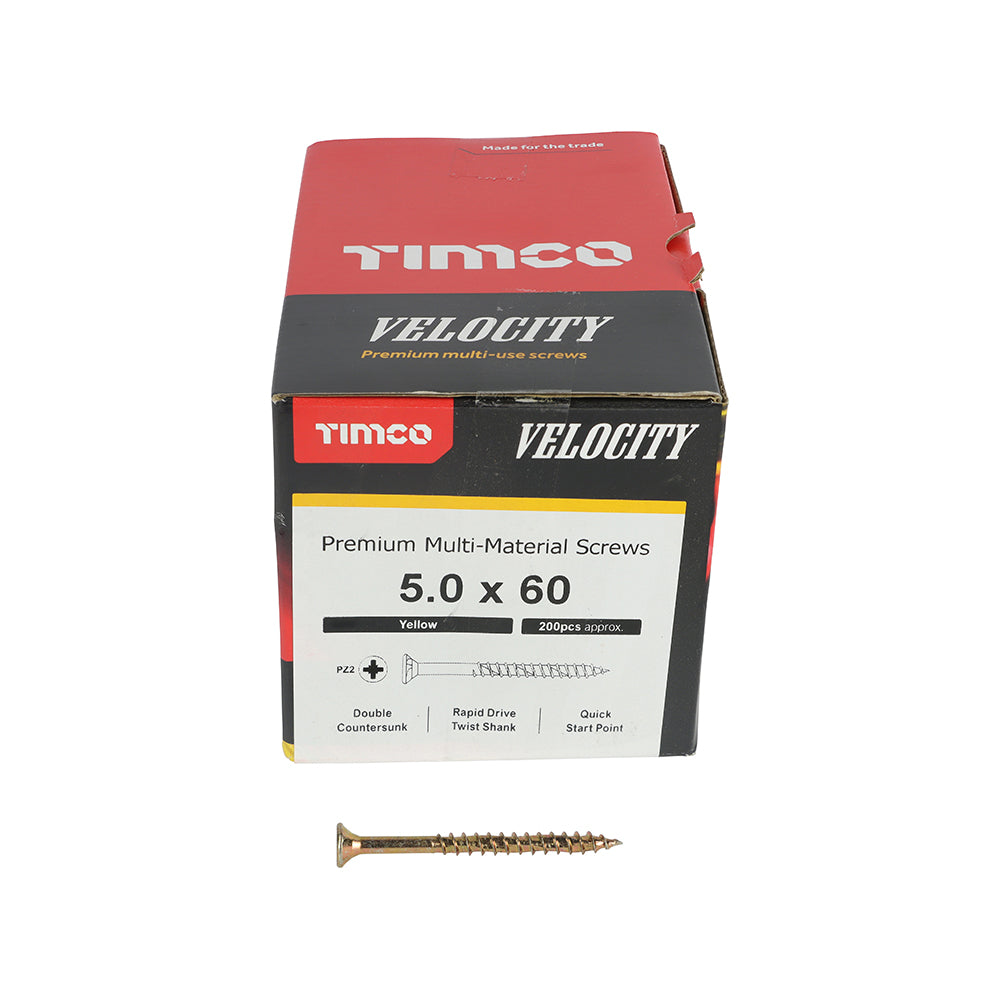 TIMCO Velocity Premium Multi-Use Countersunk Gold Woodscrews - 5.0 x 60