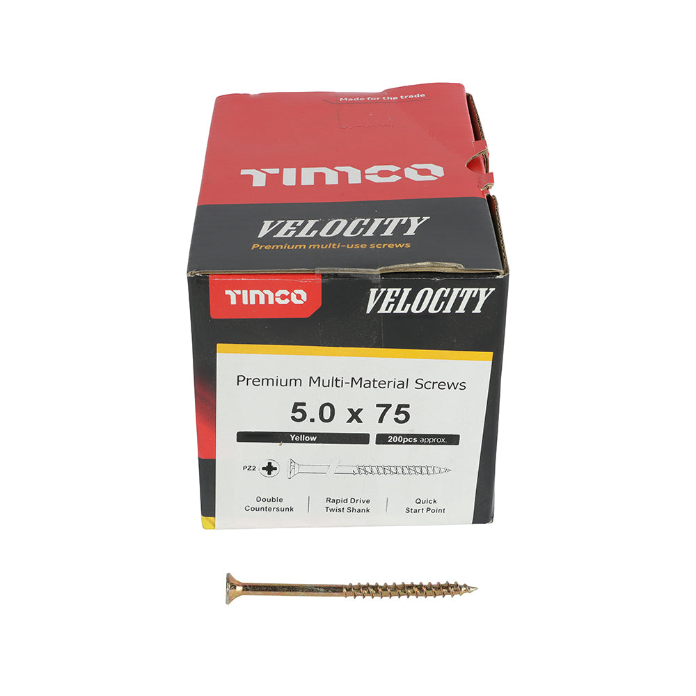 TIMCO Velocity Premium Multi-Use Countersunk Gold Woodscrews - 5.0 x 75