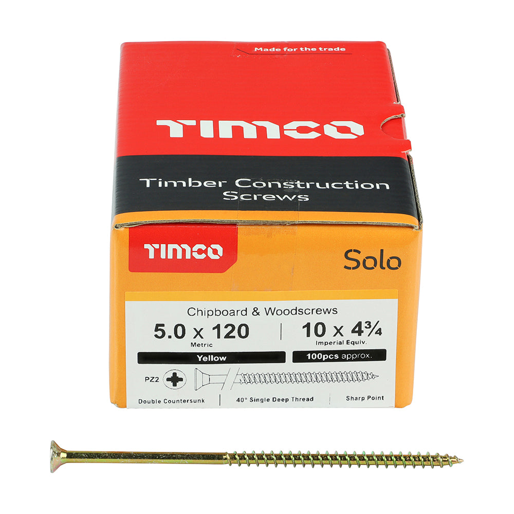 TIMCO Solo Countersunk Gold Woodscrews - 5.0 x 120