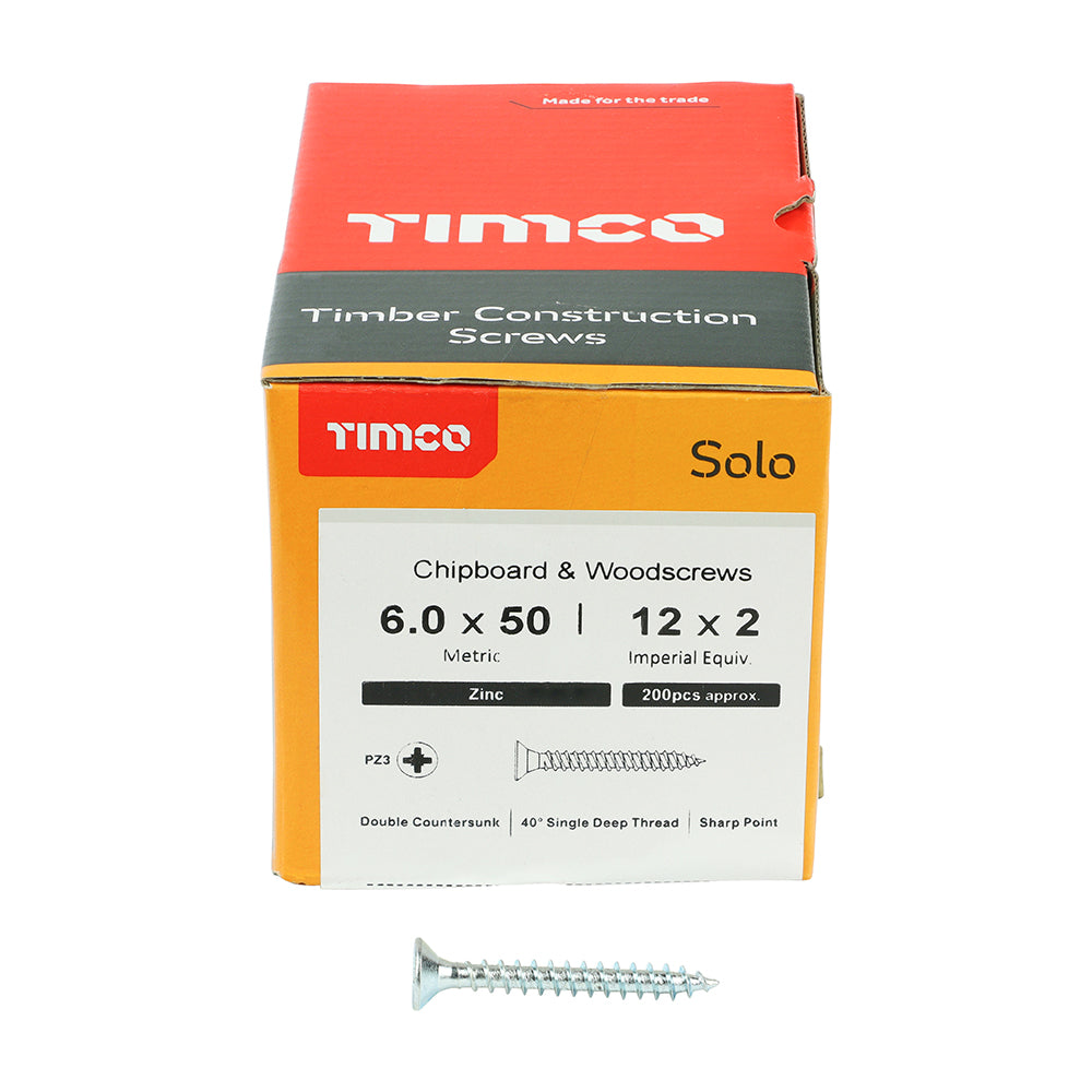 TIMCO Solo Countersunk Silver Woodscrews - 6.0 x 50