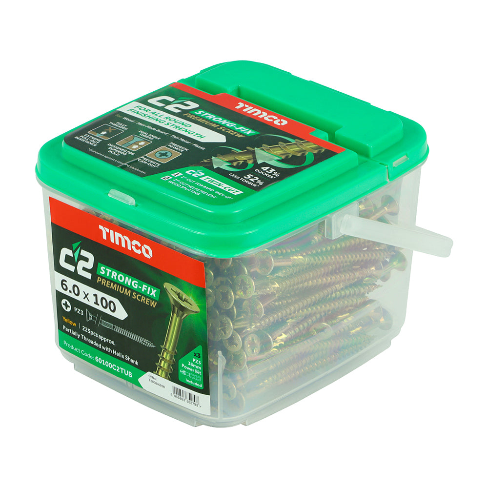 TIMCO C2 Strong-Fix Multi-Purpose Premium Countersunk Gold Woodscrews - 6.0 x 100