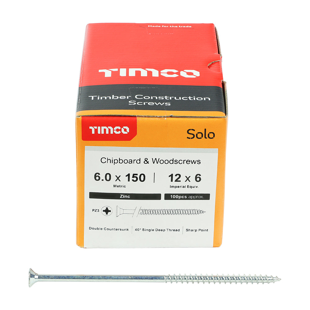 TIMCO Solo Countersunk Silver Woodscrews - 6.0 x 150
