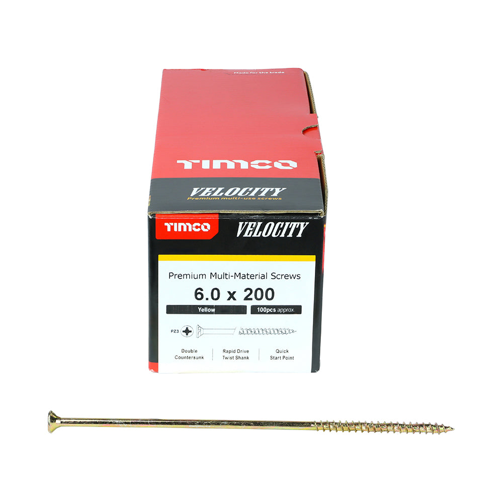 TIMCO Velocity Premium Multi-Use Countersunk Gold Woodscrews - 6.0 x 200