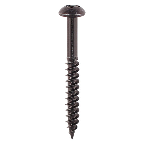 TIMCO Twin-Threaded Round Head Black Woodscrews - 8 x 11/2