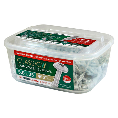 TIMCO Rainwater Bracket Exterior White Screws - 4.0 x 40