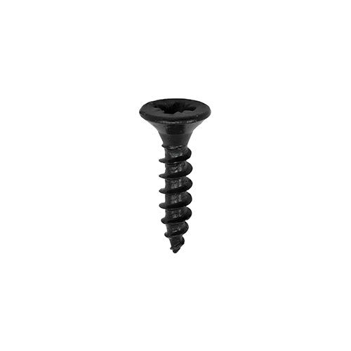 Black corrosion-resistant multi-purpose woodscrews designed for strong fixing with black ironmongery and hardware fittings.
