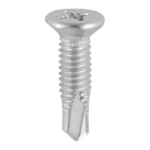 TIMCO Window Fabrication Screws Countersunk Facet PH Metric Thread Self-Drilling Point Martensitic Stainless Steel & Silver Organic - M4 x 16