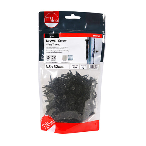 TIMCO Drywall Fine Thread Bugle Head Black Screws - 3.5 x 32