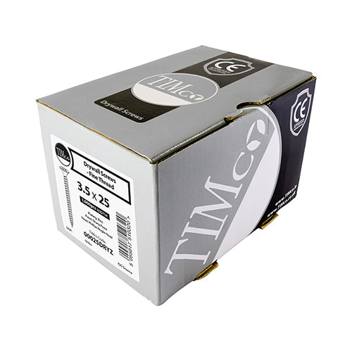 TIMCO Drywall Fine Thread Bugle Head Silver Screws 3.5x38 ideal for securing plasterboard to drywall and ceiling track systems.