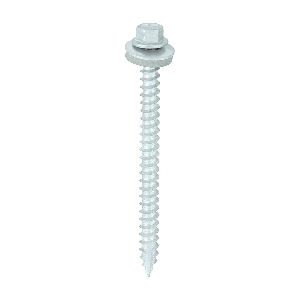 TIMCO Slash Point Sheet Metal to Timber Screws Exterior Silver with EPDM Washer - 6.3 x 80