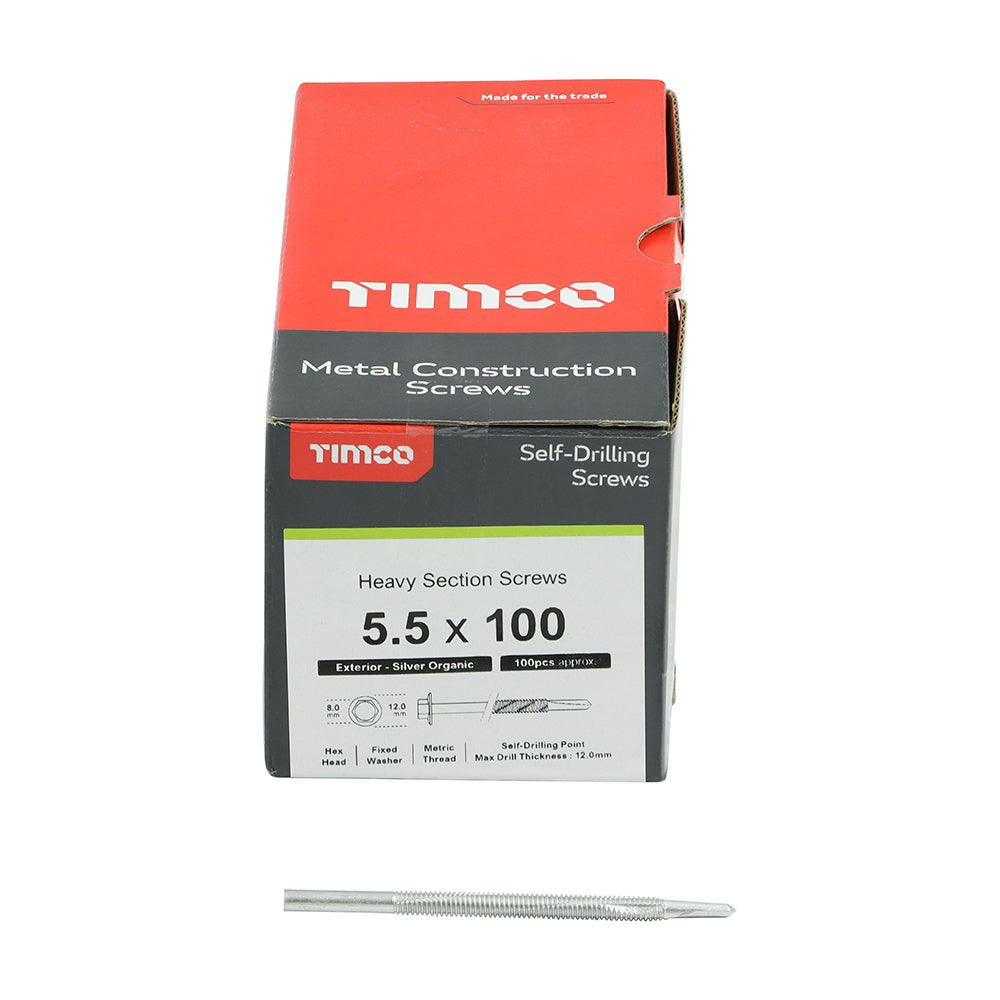 TIMCO Self-Drilling Heavy Section Screws Exterior Silver - 5.5 x 100