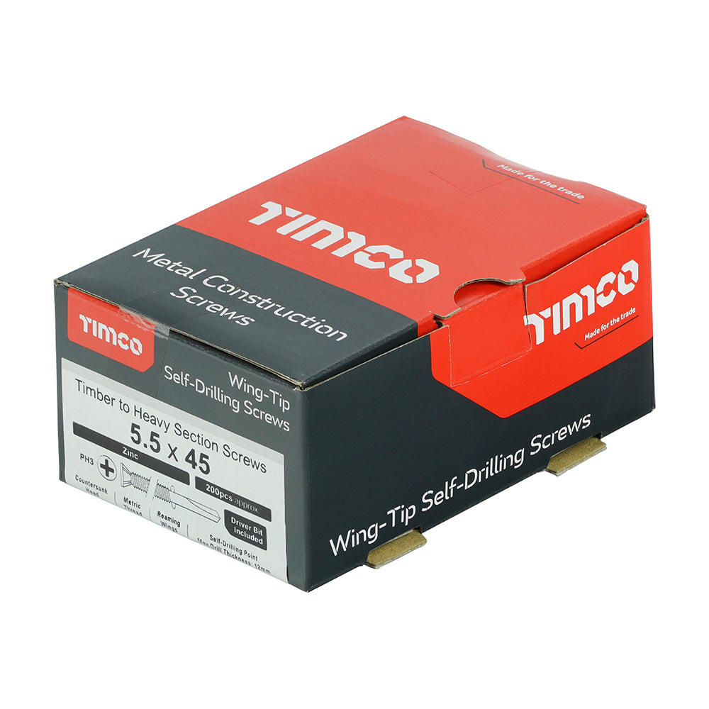 TIMCO Self-Drilling Wing-Tip Steel to Timber Heavy Section Silver Screws  - 5.5 x 45
