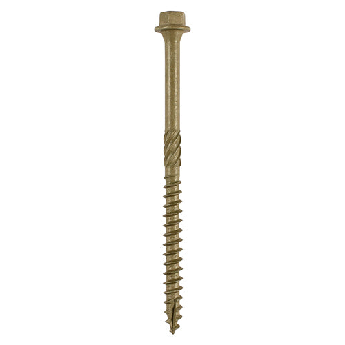 Exterior green hex flange head timber screws designed for durable timber-to-timber fixing with corrosion resistance.