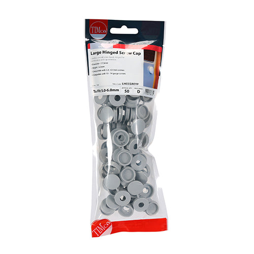 TIMCO Hinged Screw Caps Large Light Grey - To fit 5.0 to 6.0 Screw