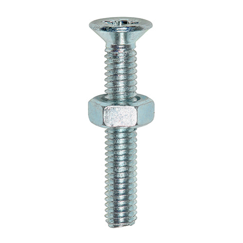 TIMCO Machine Countersunk Screws & Hex Nut Silver - M5 x 20