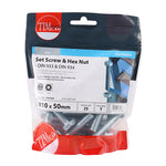 TIMCO Set Screws DIN933 Grade 8.8 & Hex Nut DIN934 Silver - M10 x 50