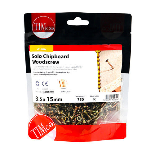 TIMCO Solo Countersunk Gold Woodscrews - 3.5 x 15