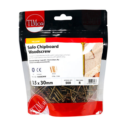 TIMCO Solo Countersunk Gold Woodscrews - 3.5 x 30