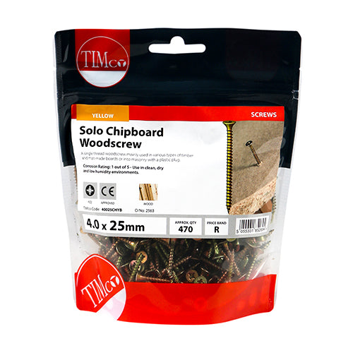 TIMCO Solo Countersunk Gold Woodscrews - 4.0 x 25