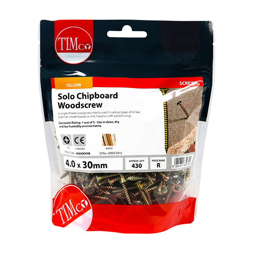 TIMCO Solo Countersunk Gold Woodscrews - 4.0 x 30