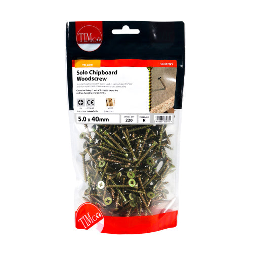 TIMCO Solo Countersunk Gold Woodscrews - 5.0 x 40