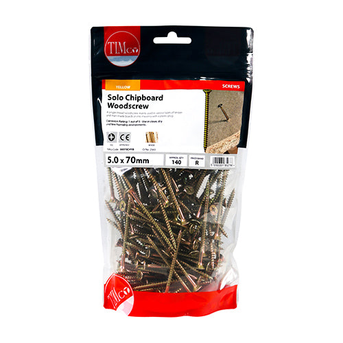 TIMCO Solo Countersunk Gold Woodscrews - 5.0 x 70