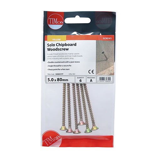 TIMCO Solo Countersunk Gold Woodscrews - 5.0 x 80